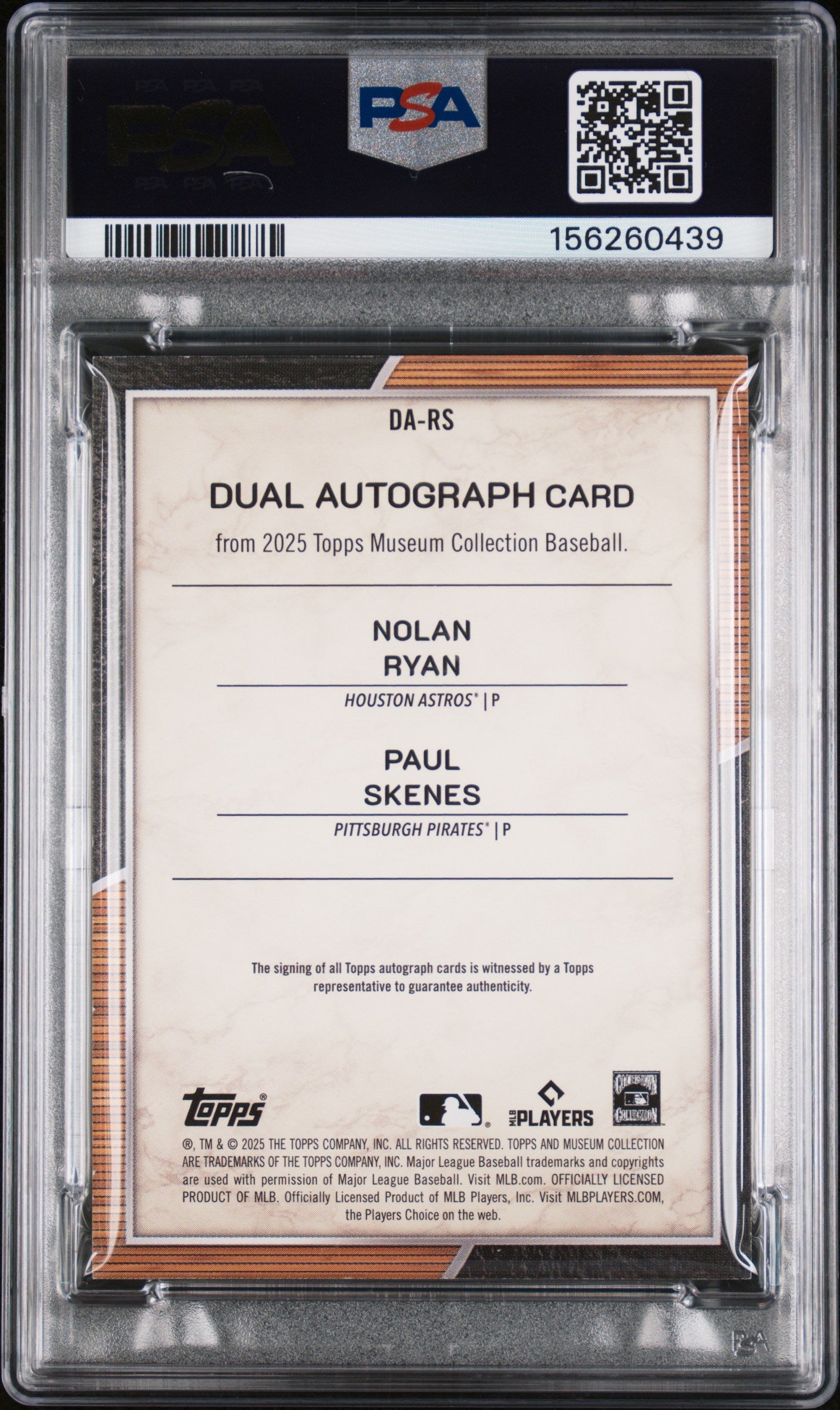 2025 Topps Museum Collection Dual On-Card Autographs Ryan/Skenes #RS /25 PSA 6