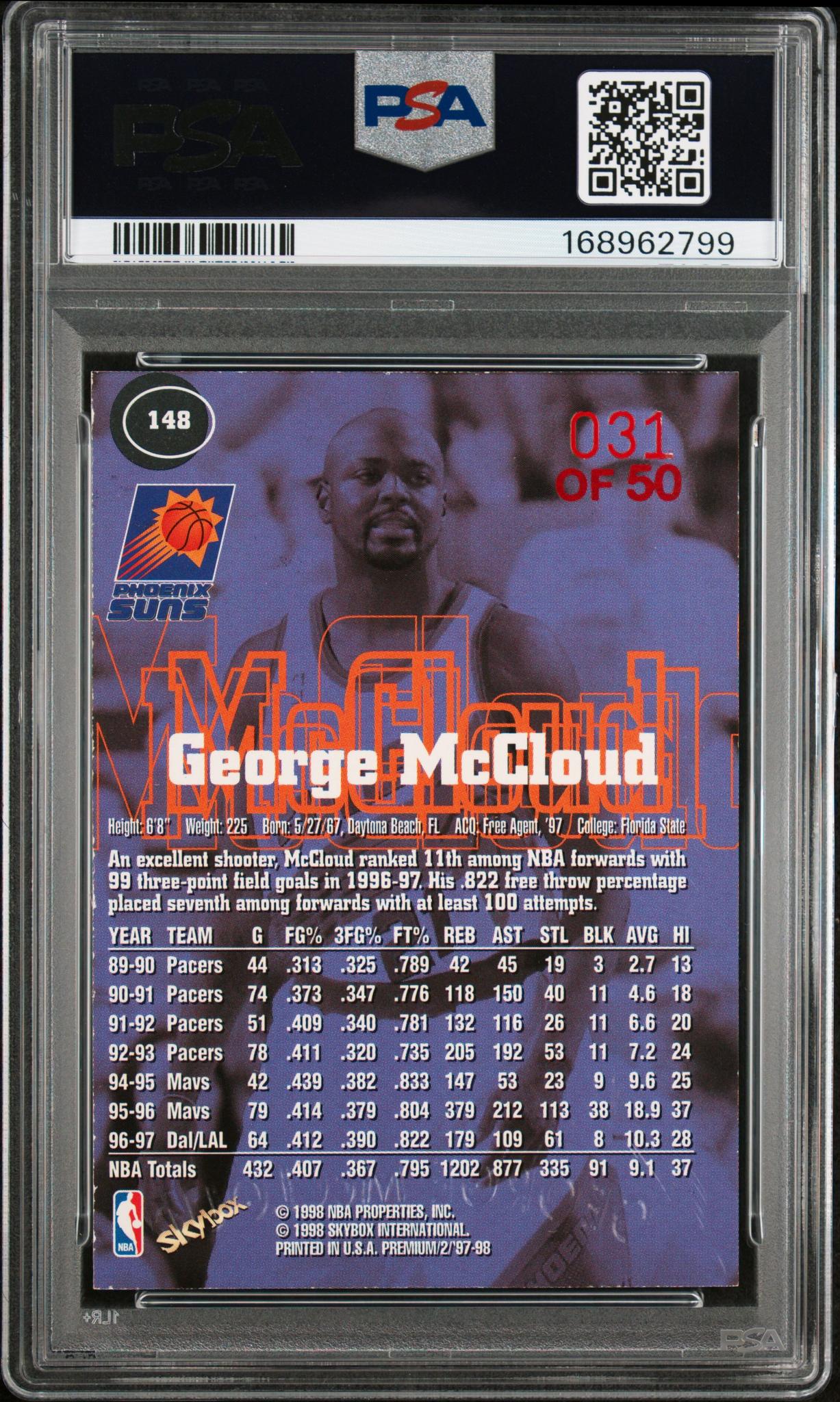 1997 Skybox Premium Star Rubies George Mccloud #148 /50 PSA 6