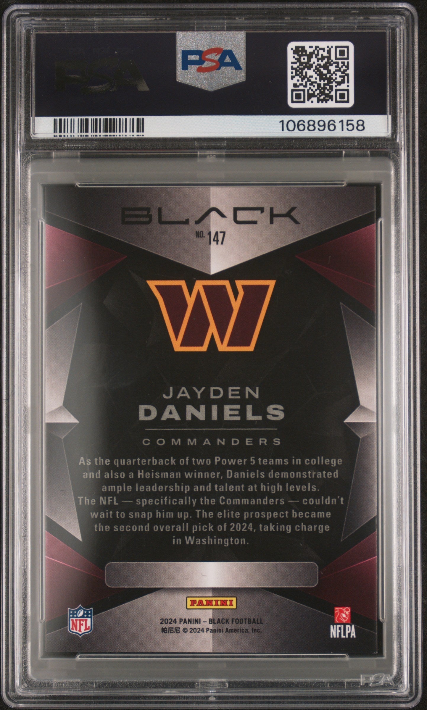 2024 Panini Black Ruby Jayden Daniels #147 /149 PSA 9