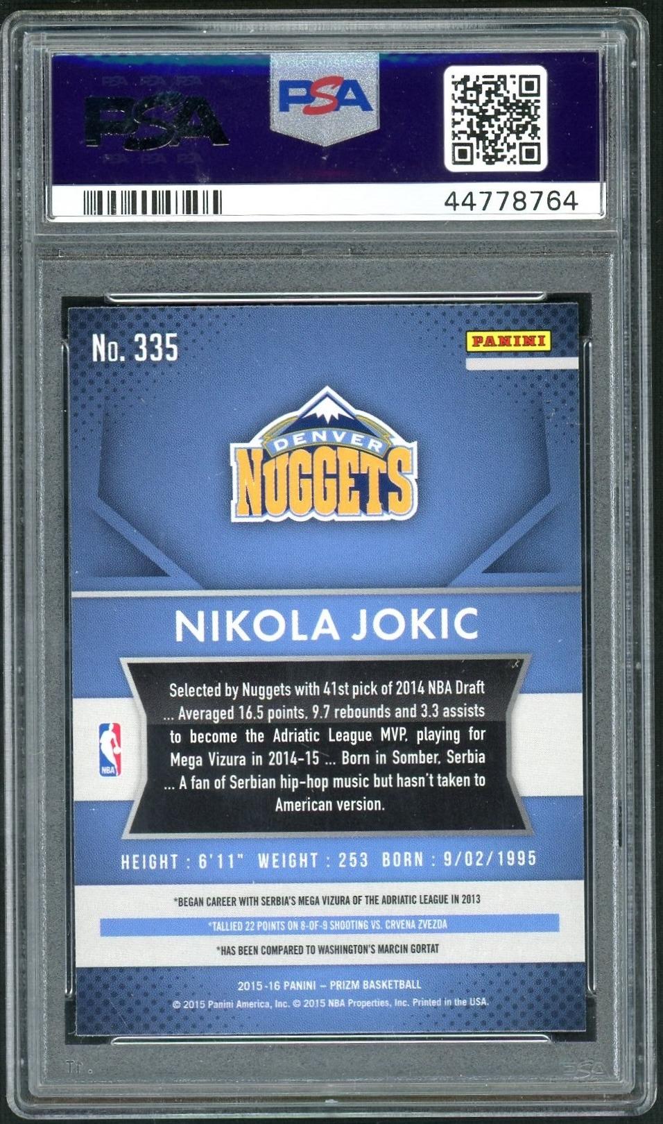 2015 Panini Prizm Nikola Jokic #335 PSA 10
