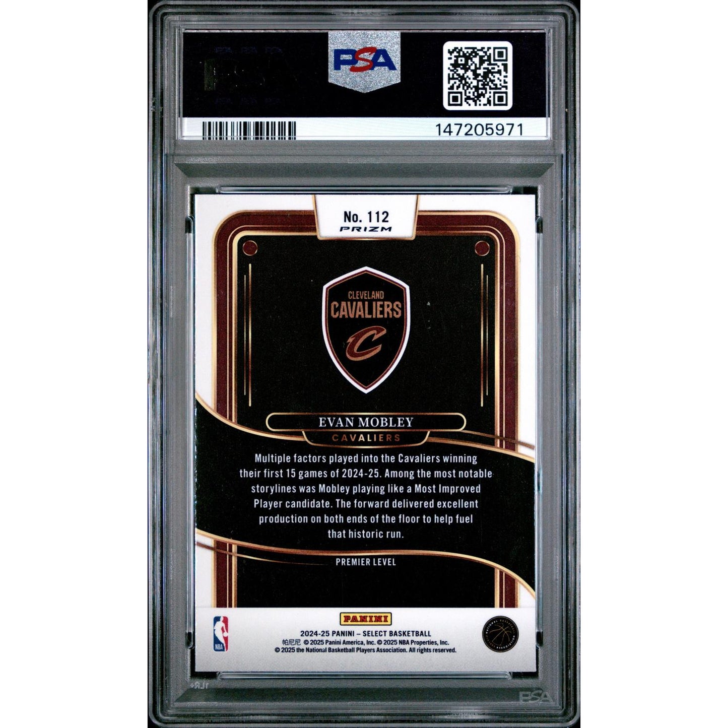 2024 Panini Select Evan Mobley #112 Gold Glitter PSA 10