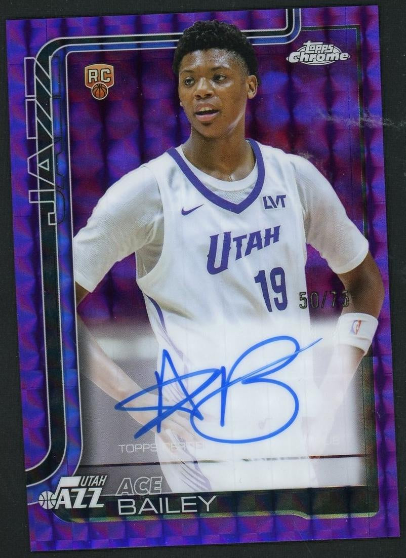 2025-26 Topps Chrome Purple Refractor Ace Bailey #TCAR-AB RC Auto /75 02244CMP21297