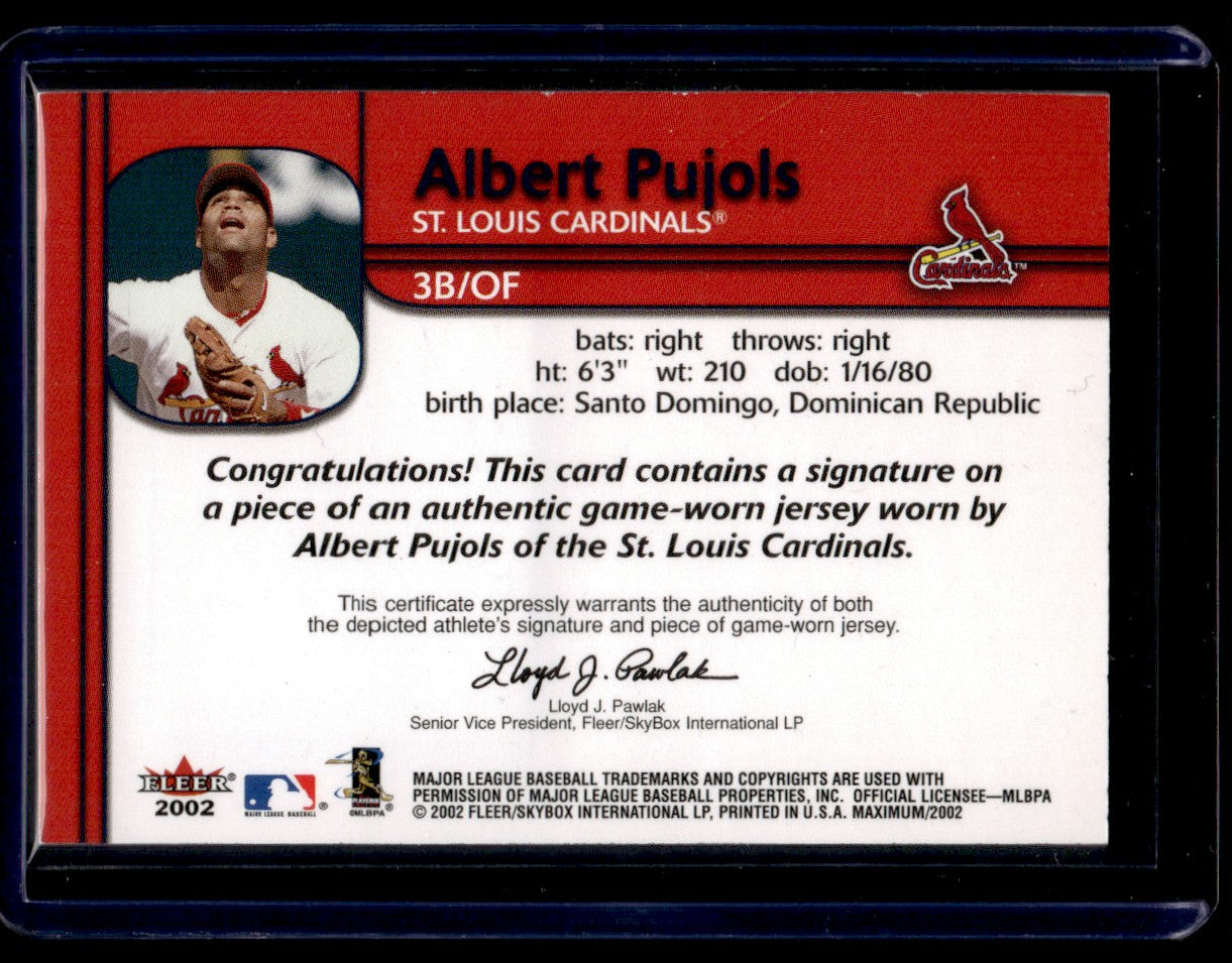 2002 Fleer Maximum Albert Pujols /100 St. Louis Cardinals Auto