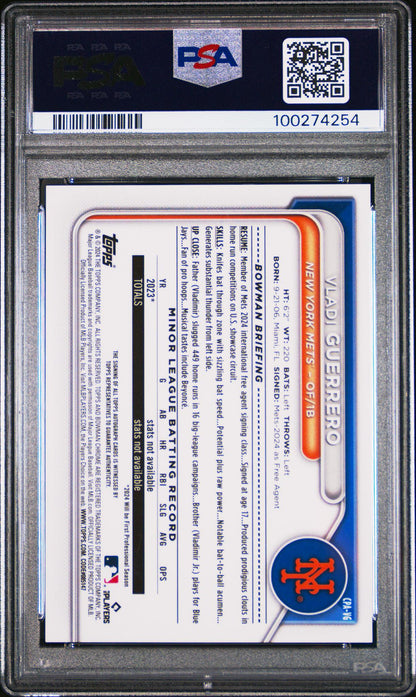 2024 Bowman Chrome Orange Shimmer Vladi Guerrero #CPA-VG Auto /25 PSA 10