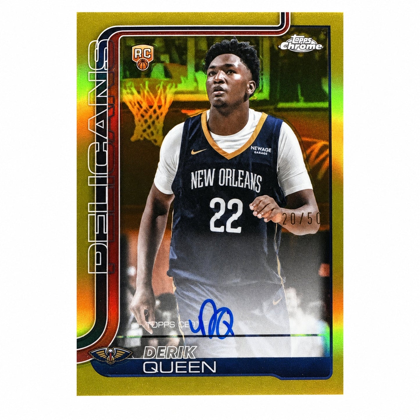 2025 Topps Chrome Derik Queen Rookie RC True Gold Refractor Auto /50