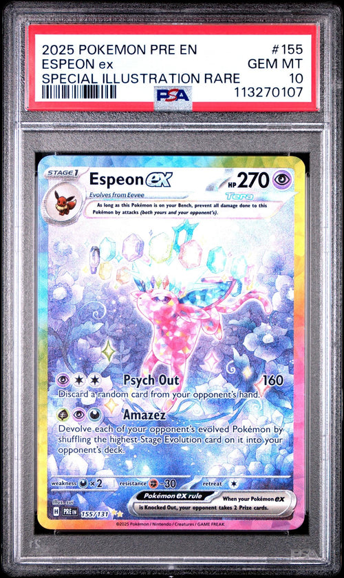 2025 Pokemon Scarlet and Violet Prismatic Evolutions Special Illustration Rare Espeon Ex #155 PSA 10 113270107