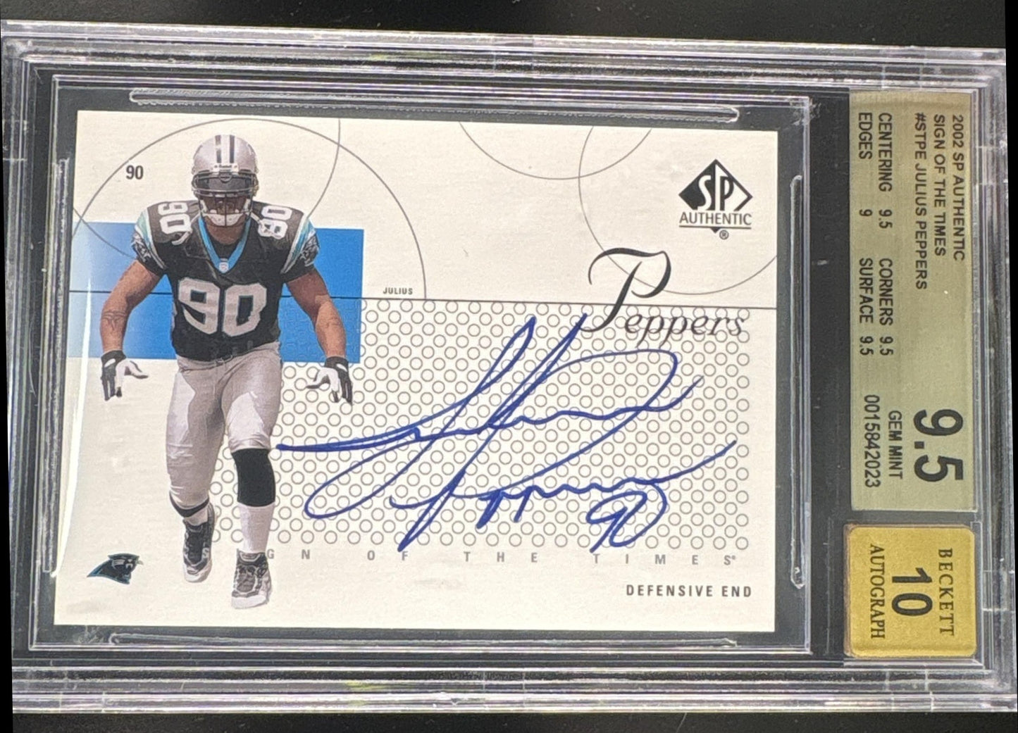 2002 SP Authentic Julius Peppers Rookie Sign of the Times Auto 10 BGS 9.5