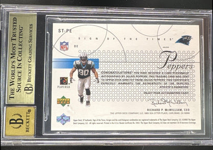 2002 SP Authentic Julius Peppers Rookie Sign of the Times Auto 10 BGS 9.5
