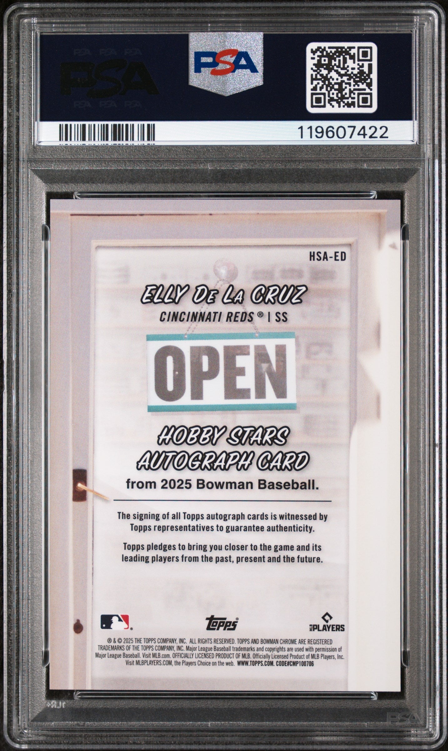 2025 Bowman Hobby Stars Autographs Red Refractor Elly De La Cruz #HSAED /5 PSA 10