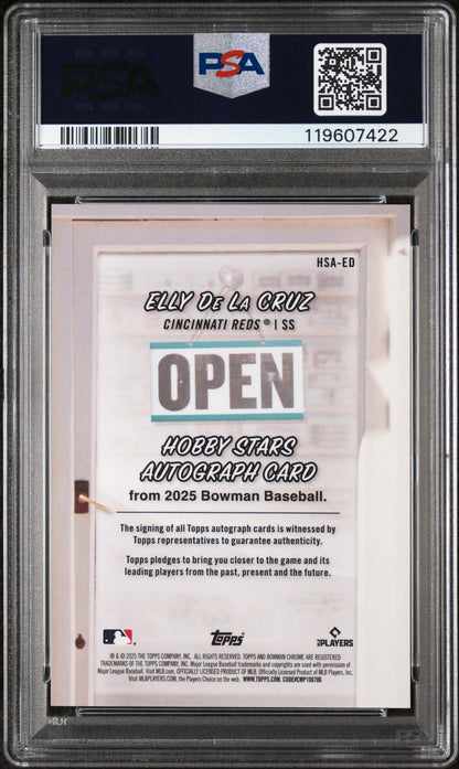 2025 Bowman Hobby Stars Autographs Red Refractor Elly De La Cruz #HSAED /5 PSA 10