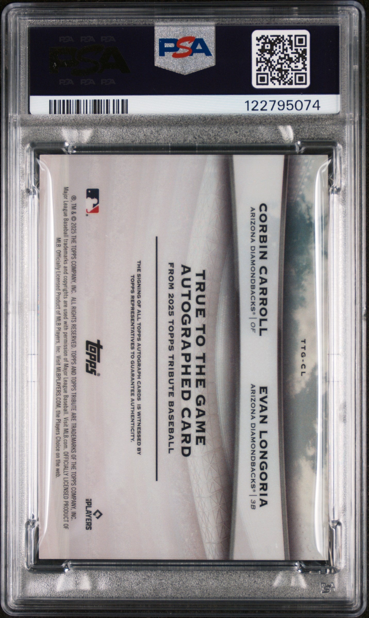 2025 Topps Tribute True to the Game Red Carroll/Longoria #TTGCL Auto /10 PSA 10