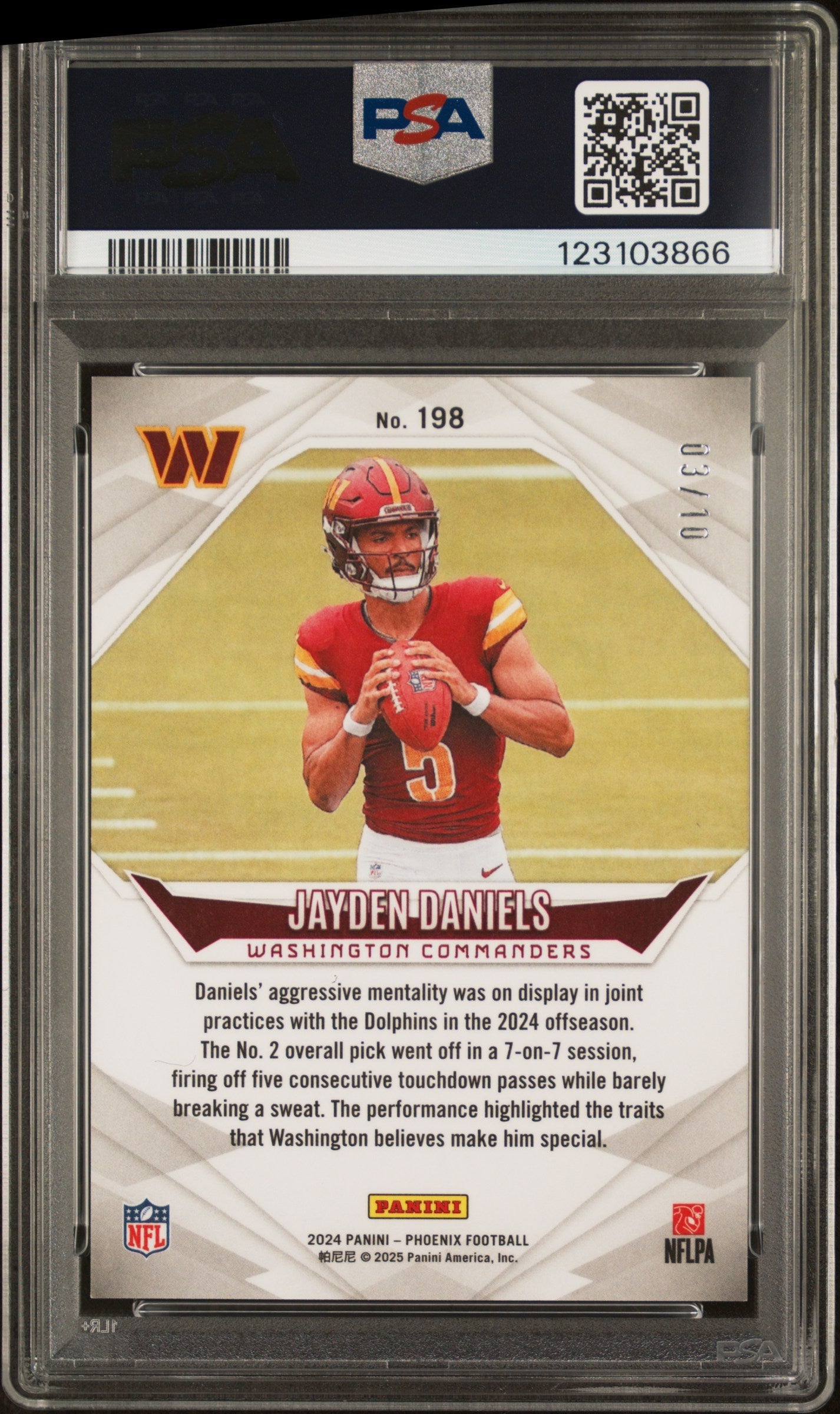2024 Panini Phoenix Gold Hyper Jayden Daniels #198 /10 PSA 9