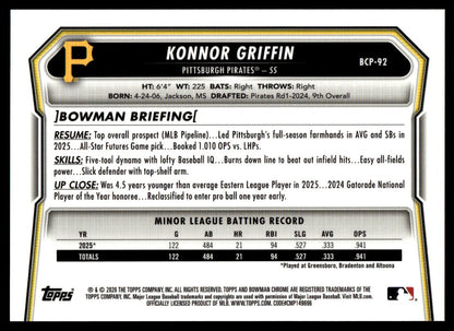 2026 Bowman Chrome Konnor Griffin Black Mojo Refractor /10