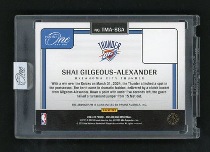 2026 One and One Shai Gilgeous-Alexander Timeless Moments Auto /49 Turnaround Shot