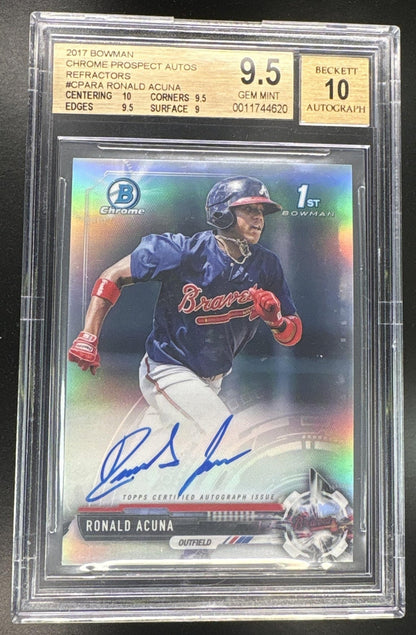 2017 Bowman Chrome Ronald Acuna 1st Refractor Auto /499 BGS 9.5