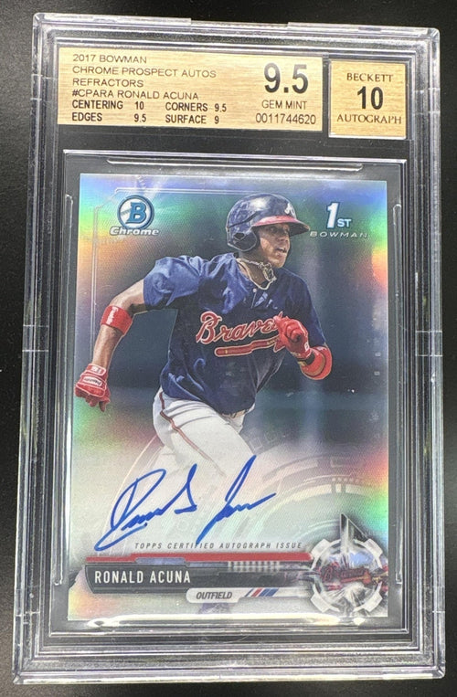 2017 Bowman Chrome Ronald Acuna 1st Refractor Auto /499 BGS 9.5