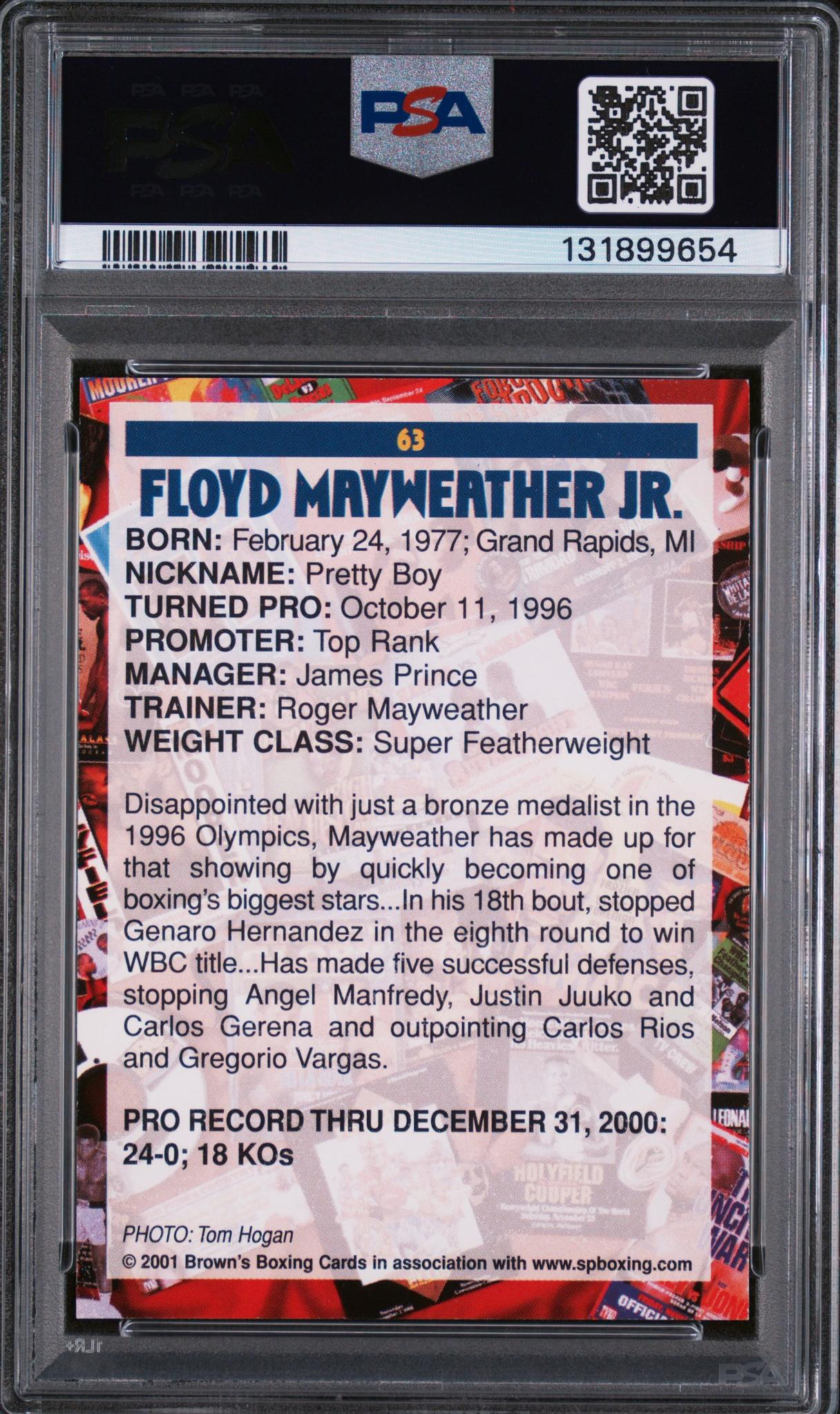 2001 Brown's Boxing Floyd Mayweather #63 PSA 10