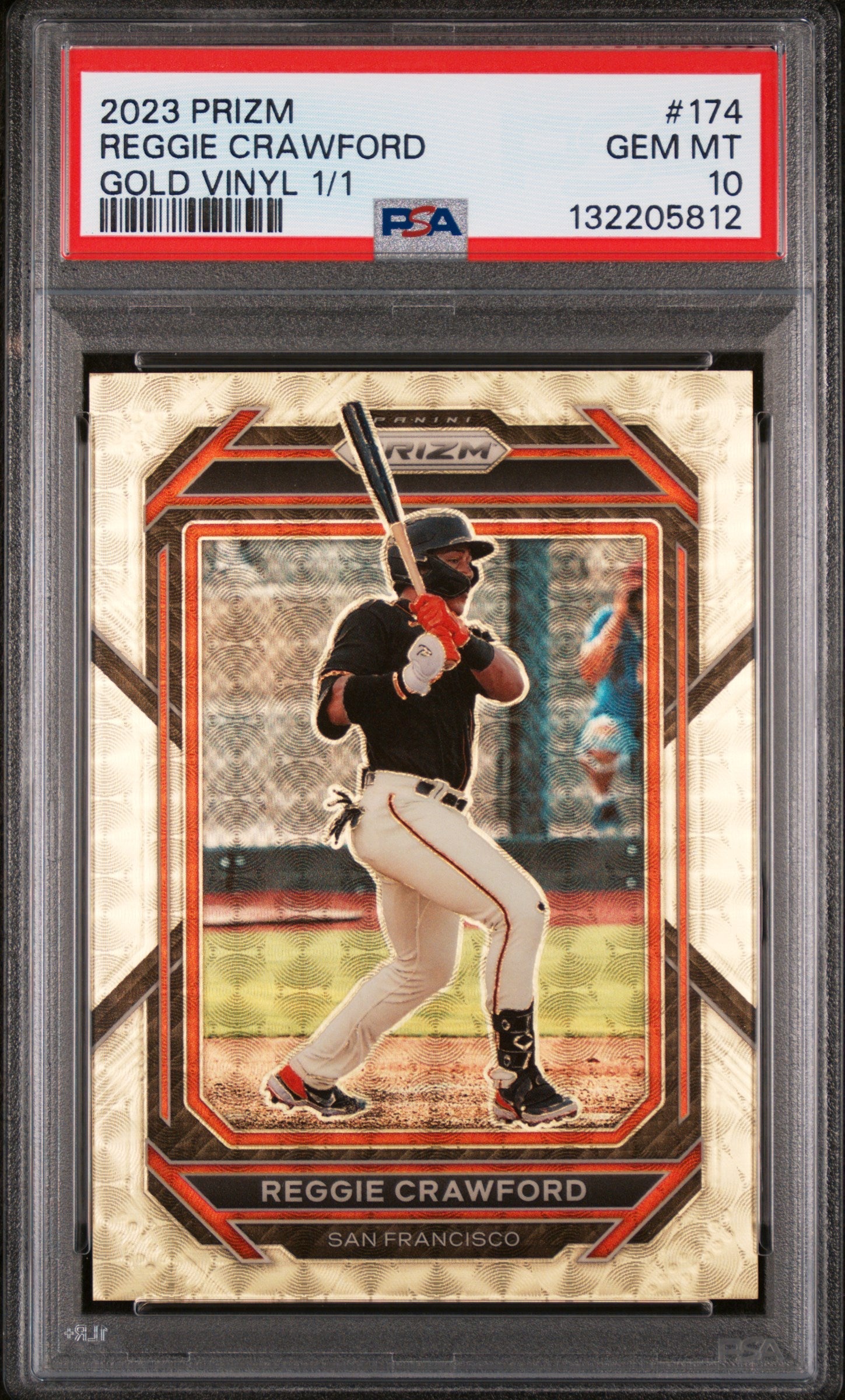 2023 Panini Prizm Gold Vinyl Prizm Reggie Crawford #174 1/1 PSA 10