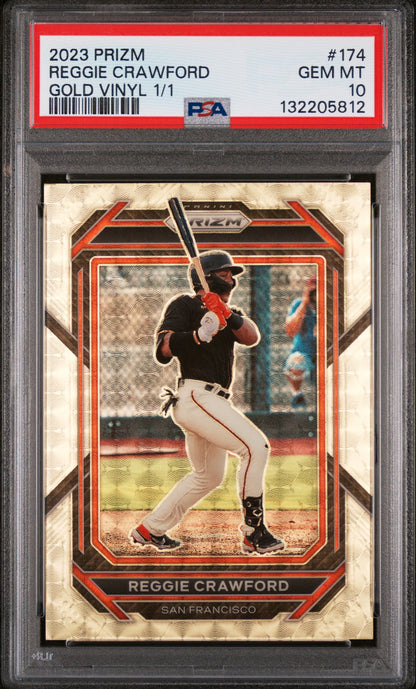 2023 Panini Prizm Gold Vinyl Prizm Reggie Crawford #174 1/1 PSA 10