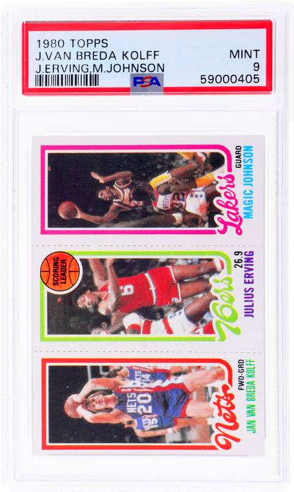 1980 Topps Scoring Leader Jan Van Breda Kolff/Julius Erving/Magic Johnson #146 PSA 9