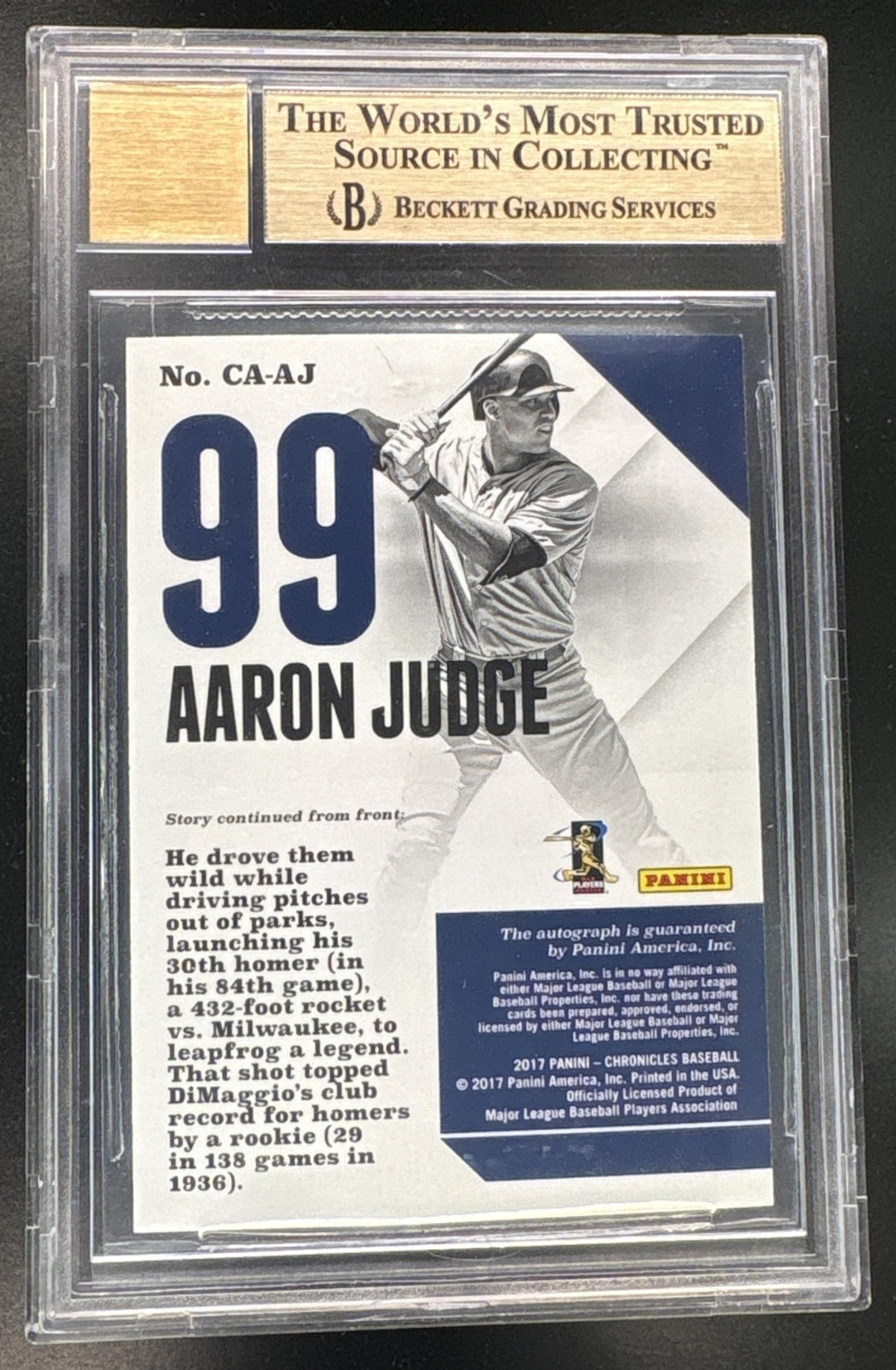 2017 Chronicles Aaron Judge Rookie RC Auto BGS 9.5 Auto 10