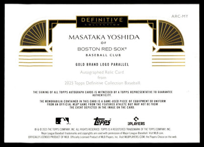 2025 Definitive Masataka Yoshida Game-Used Marathon Nike Swoosh Patch Auto 1/1