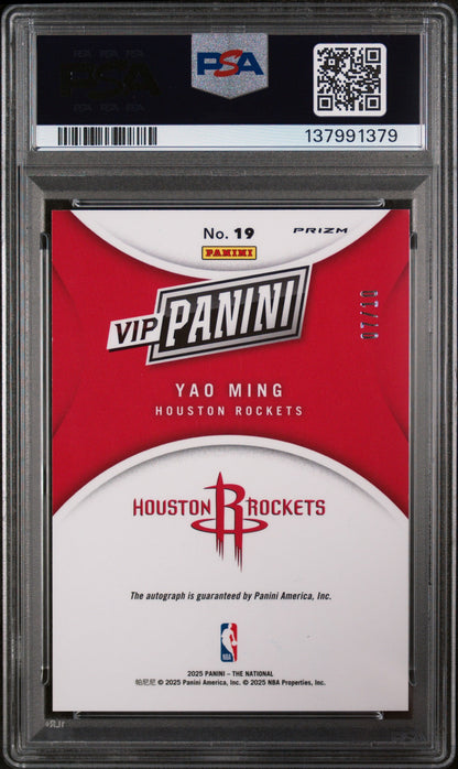 2025 Panini National Sports Collectors Convention VIP Gold Autograph-Gold Yao Ming #19 /10 PSA 9