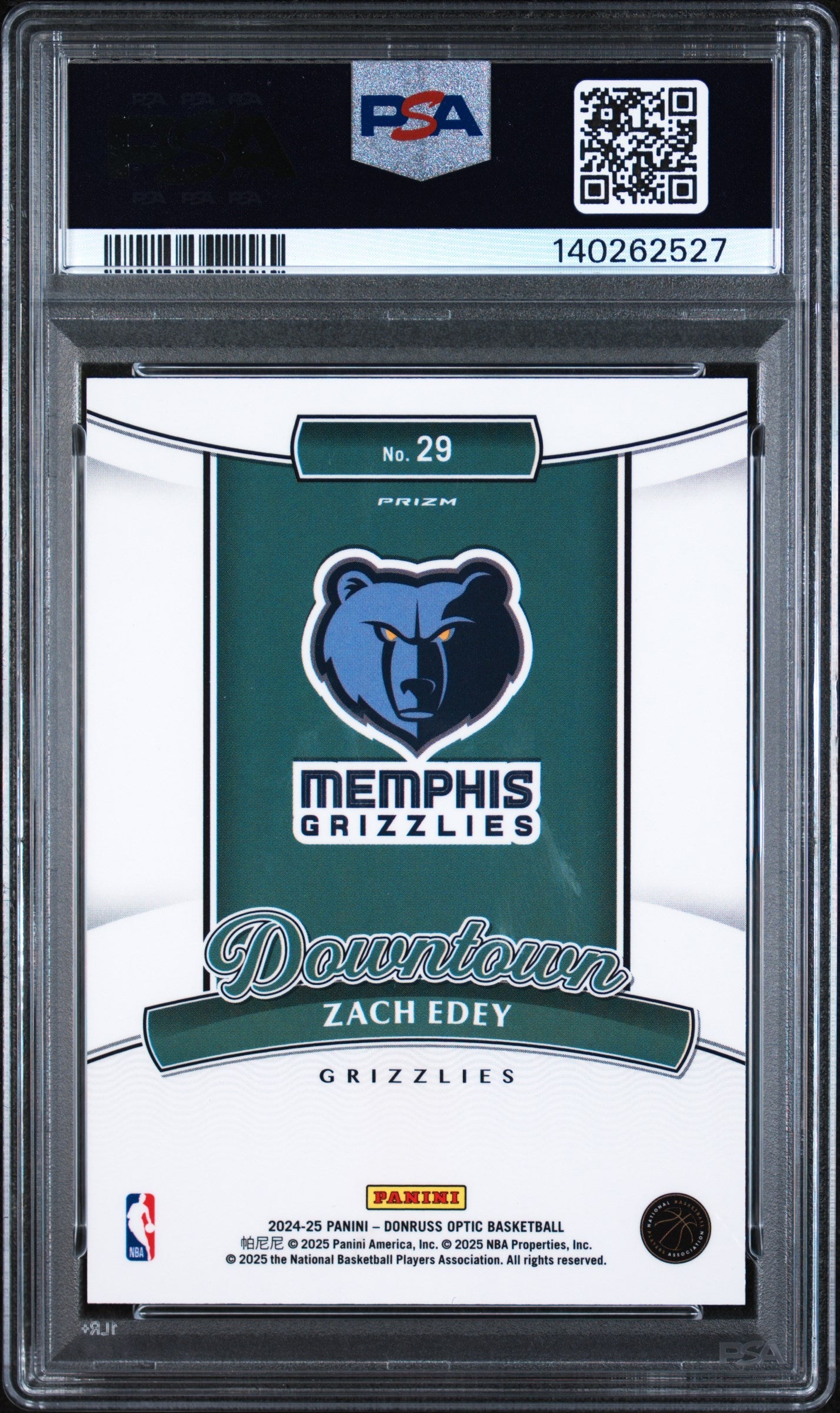2024 Donruss Optic Downtown Zach Edey #29 PSA 10
