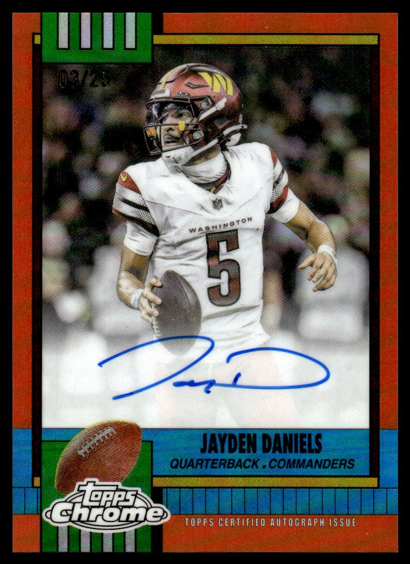 2025 Topps Chrome 1990 Jayden Daniels Orange Refractor Auto /25