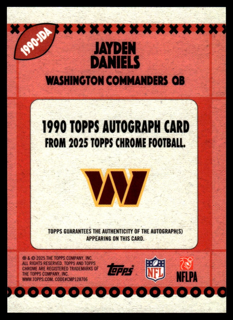 2025 Topps Chrome 1990 Jayden Daniels Orange Refractor Auto /25