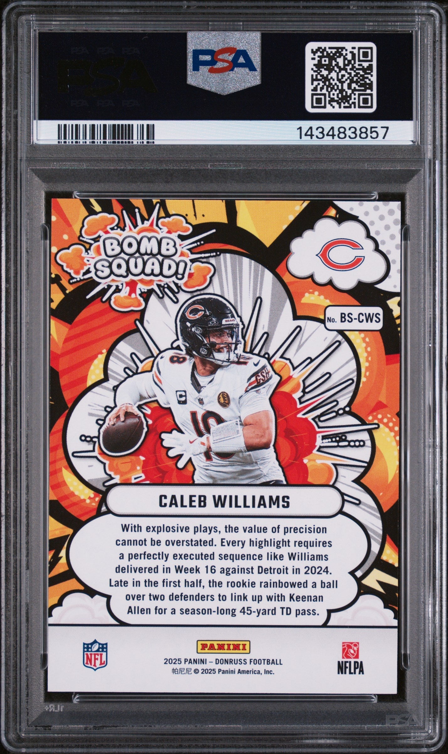 2025 Panini Donruss Bomb Squad Holo Caleb Williams #BS-CWS /10 PSA 10