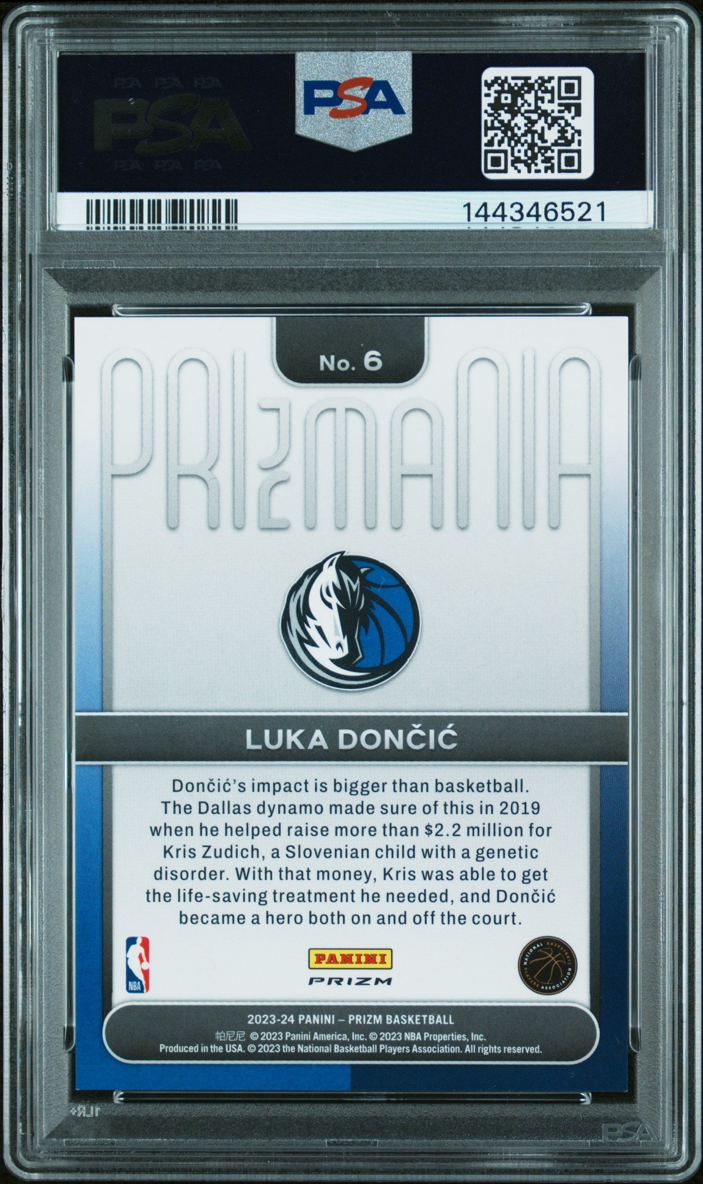 2023 Panini Prizm Prizmania Luka Doncic #6 PSA 9