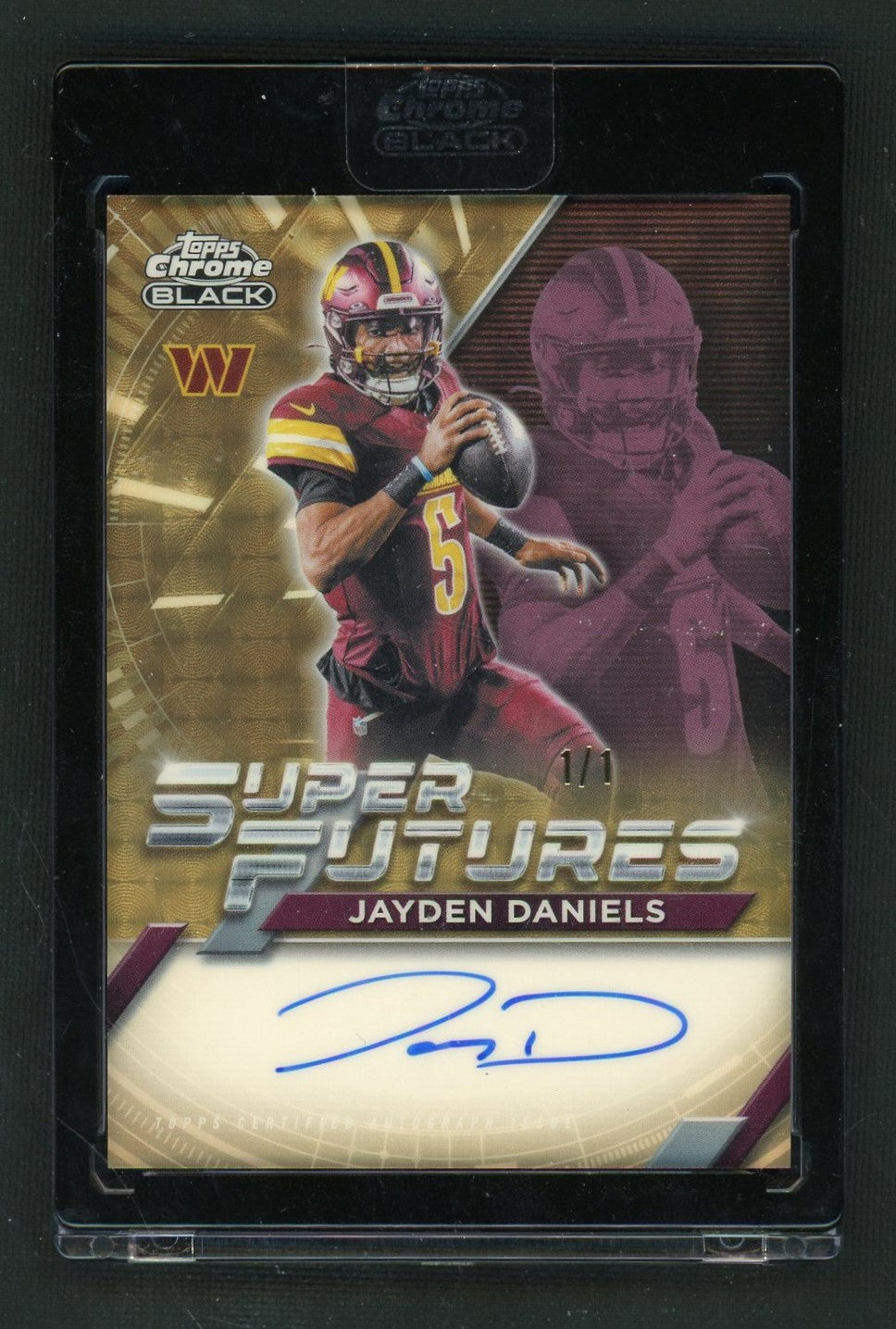 2025 Topps Chrome Black #SFA-JDA Jayden Daniels Super Futures SuperFractor Auto 1/1