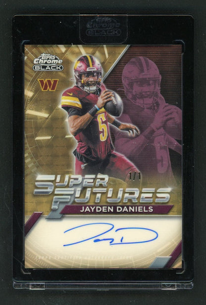 2025 Topps Chrome Black #SFA-JDA Jayden Daniels Super Futures SuperFractor Auto 1/1