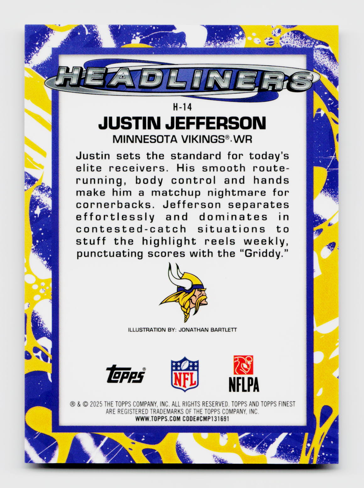 2025 Topps Finest #H-14 Justin Jefferson Headliners SSP