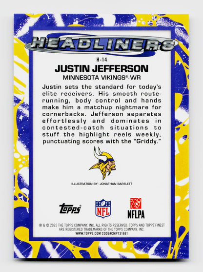 2025 Topps Finest #H-14 Justin Jefferson Headliners SSP