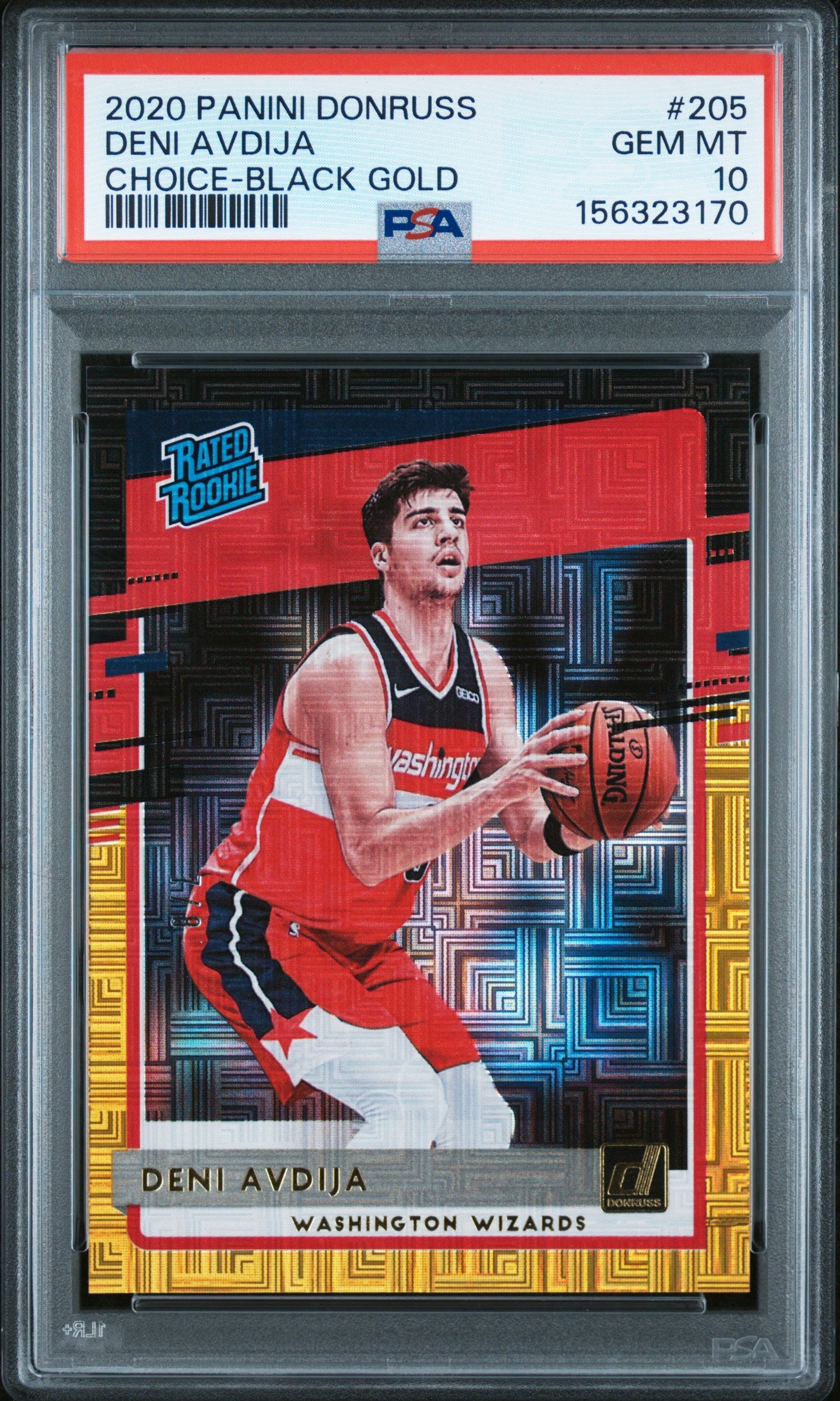2020 Panini Donruss Choice Black Gold Deni Avdija #205 /8 PSA 10