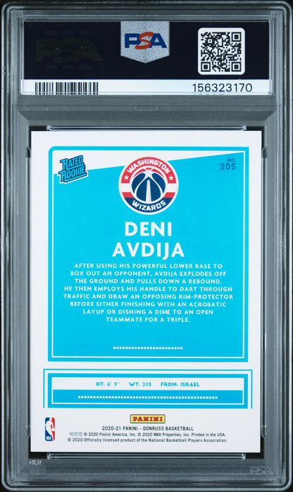 2020 Panini Donruss Choice Black Gold Deni Avdija #205 /8 PSA 10