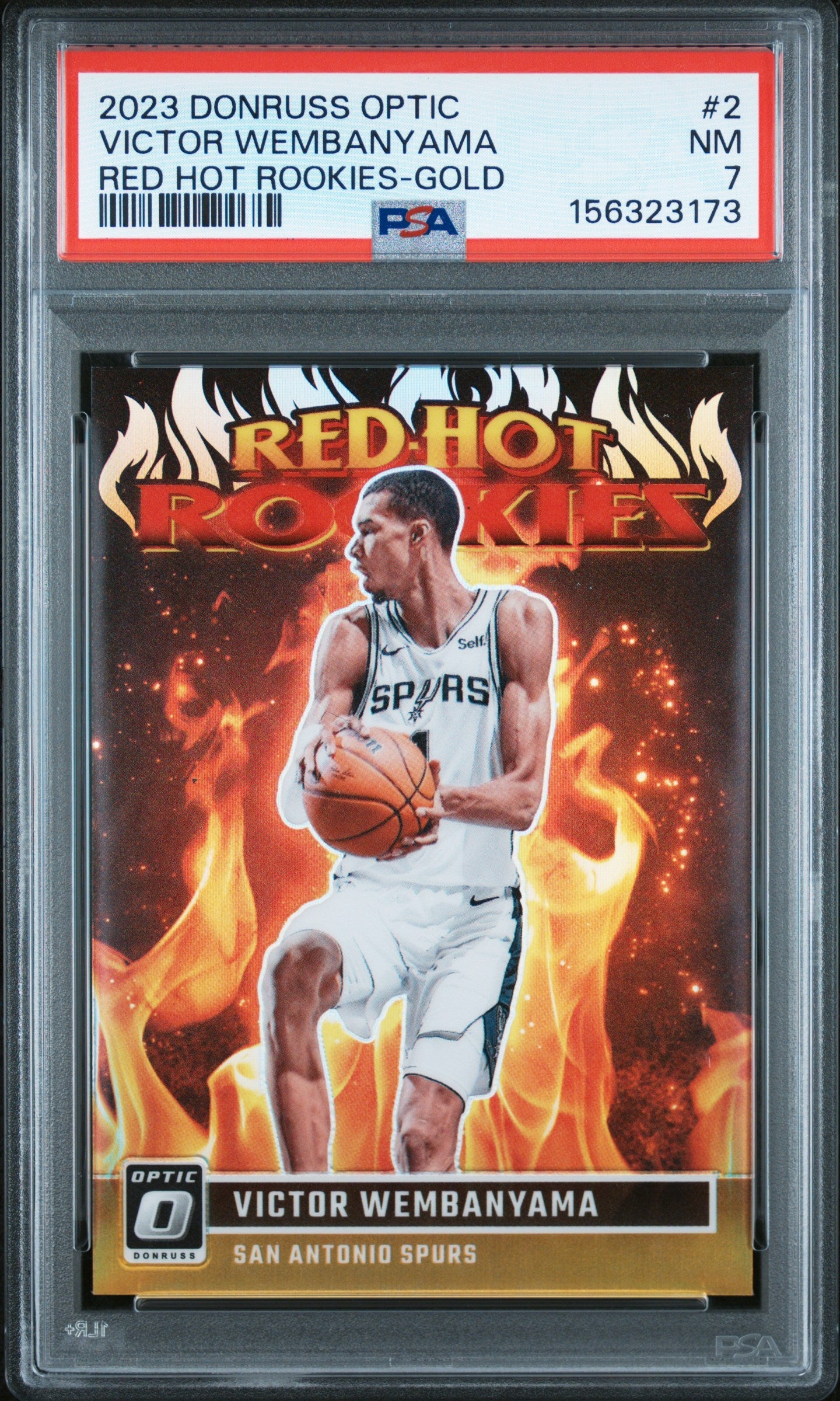 2023 Panini Donruss Optic Red Hot Rookies Gold Victor Wembanyama #2 /70 PSA 7