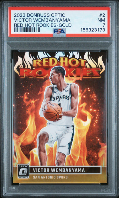 2023 Panini Donruss Optic Red Hot Rookies Gold Victor Wembanyama #2 /70 PSA 7