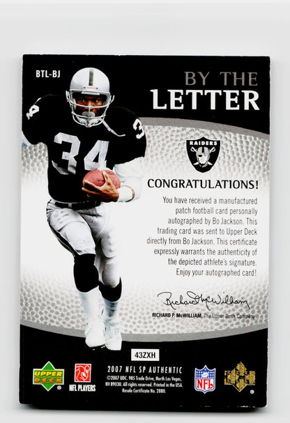 2007 SP Authentic #BTL-BJ Bo Jackson By The Letters SSP Auto K /15