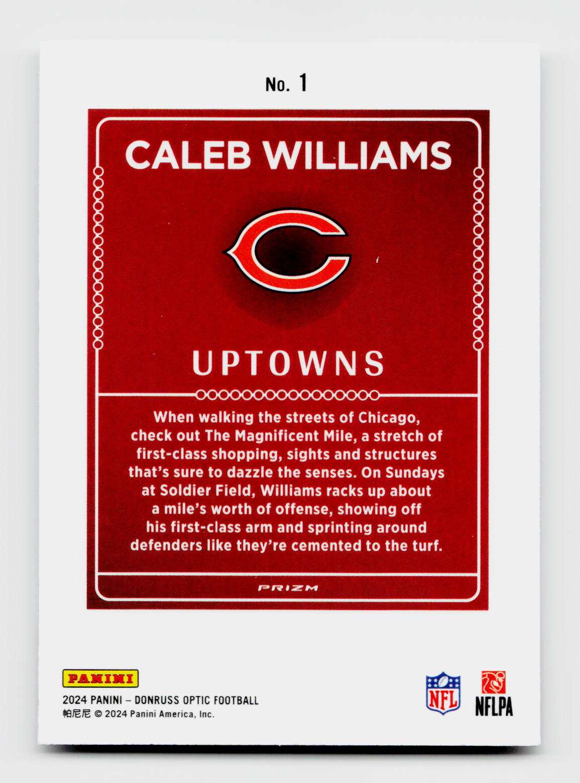 2024 Donruss #1 Caleb Williams Rookie RC Uptown SSP