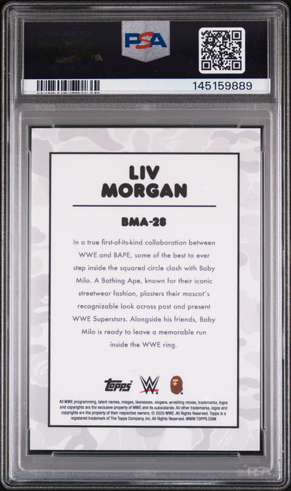 2025 Topps WWE X Bape Baby Milo Avatar Multi Camo Foil Liv Morgan #BMA-28 PSA 10