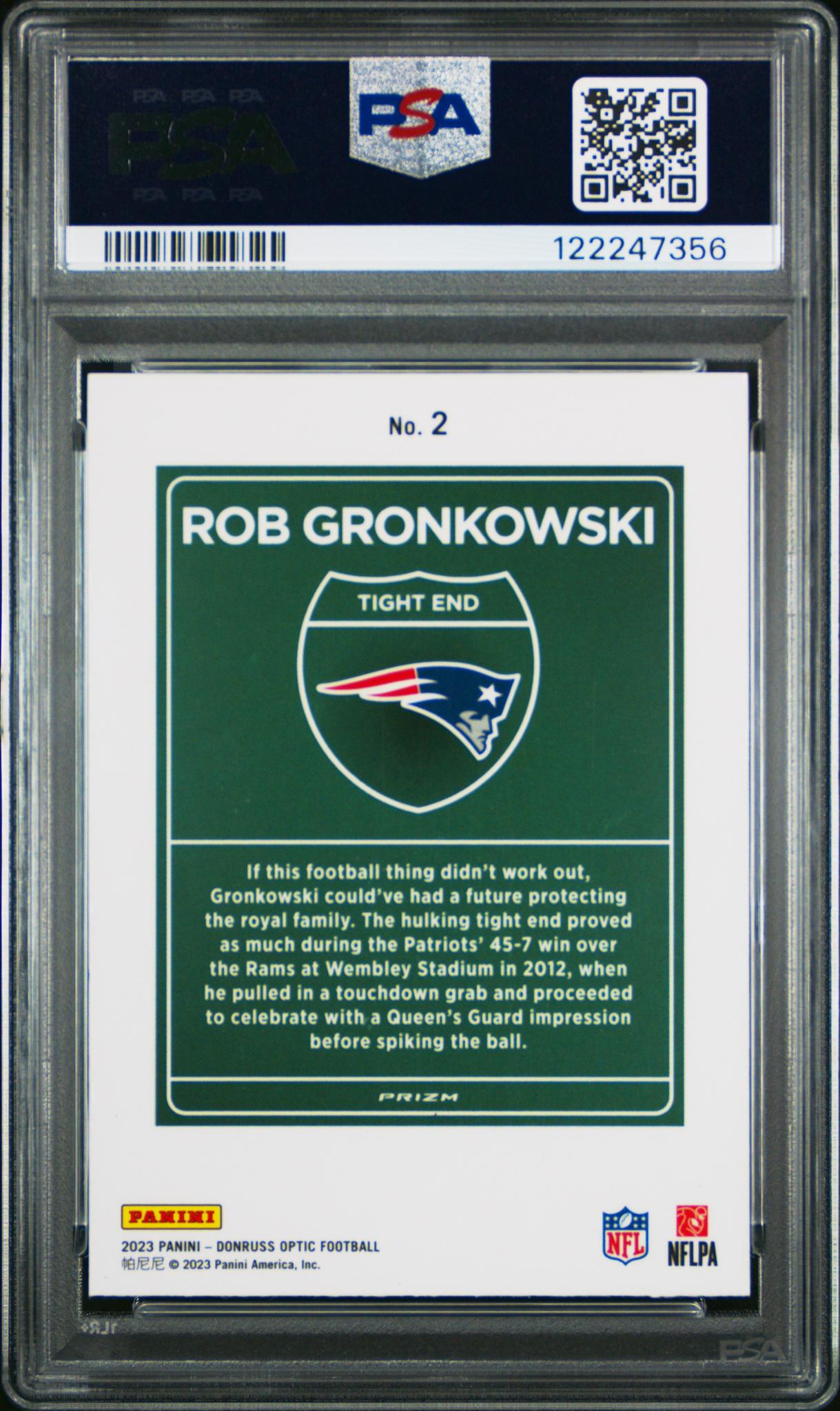 2023 Donruss Optic International Downtown Rob Gronkowski #2 PSA 9