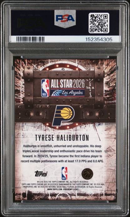 2025 Topps Chrome Cactus Jack X NBA All-Star Game Red Refractor Tyrese Haliburton #45 PSA 9
