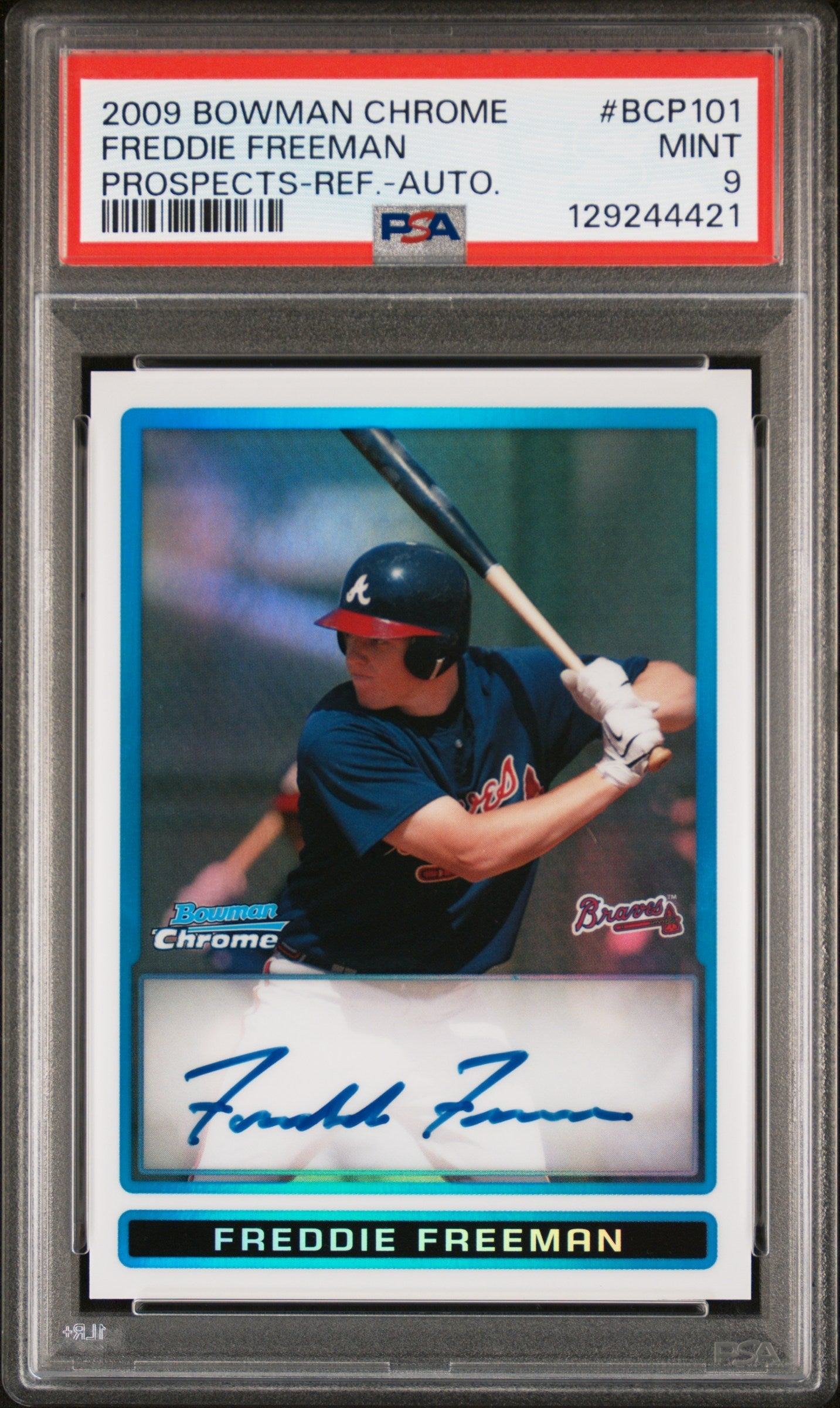 2009 Bowman Chrome Prospect Autograph Refractor Freddie Freeman #BCP101 /500 PSA 9