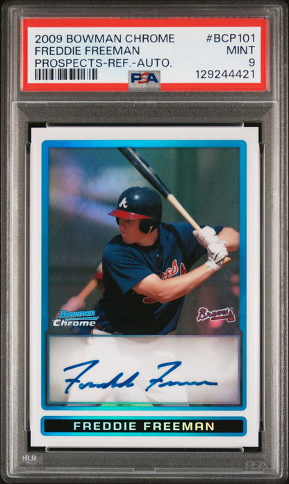 2009 Bowman Chrome Prospect Autograph Refractor Freddie Freeman #BCP101 /500 PSA 9