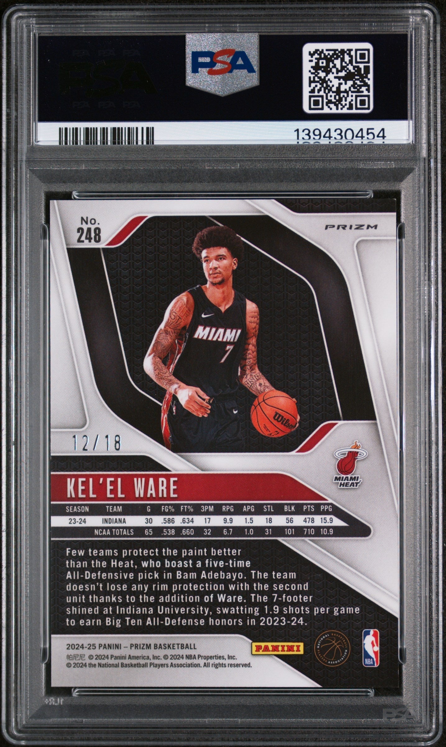 2024 Panini Prizm Lotus Flower Prizm Kel'El Ware #248 /18 PSA 10