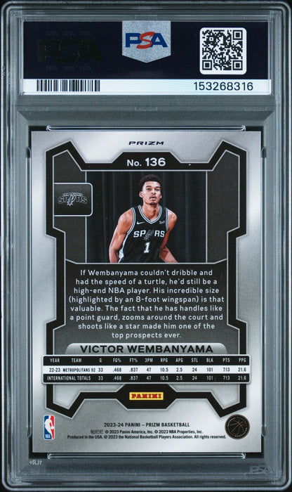 2023 Panini Prizm Silver Victor Wembanyama #136 PSA 9