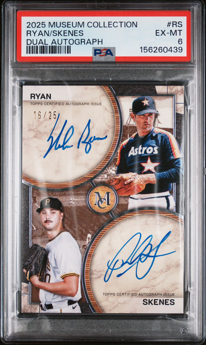 2025 Topps Museum Collection Dual On-Card Autographs Ryan/Skenes #RS /25 PSA 6